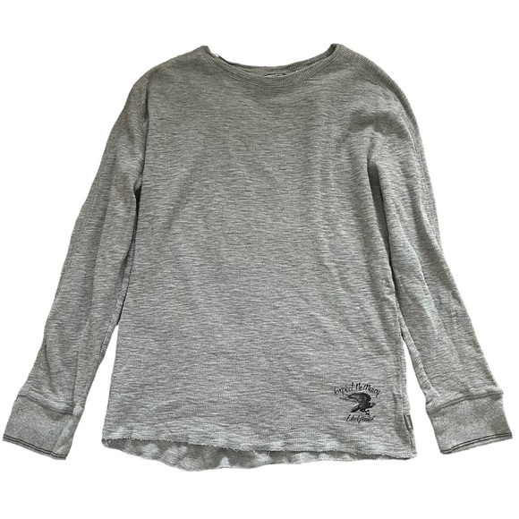 Undefeated Expect No Mercy Cotton Waffle Long Sleeves Gray Size L - Picture 1 of 5